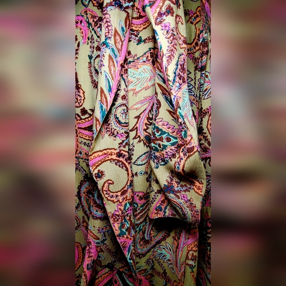 Free People One "ALOHA" Flowy PALLAZO High Waist Pants L Large - Picture 6 of 10